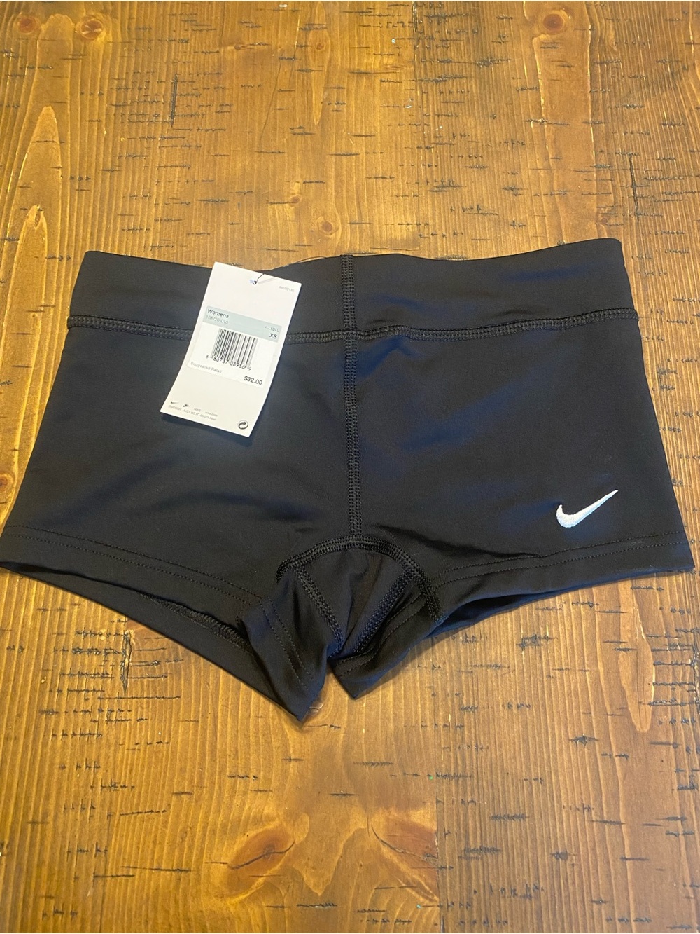Nike Black Women's Stretch Bike Shorts with White Swoosh